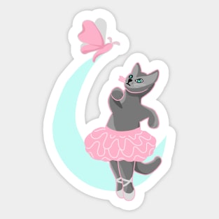 Ballerina cat and moth Sticker